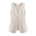 Nauwsluitende gestreepte lange blazer-vest in lichtbeige op witte achtergrond - S / Abrikoos Gestreept