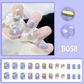 Press-on nail kit with dreamy purple clouds and rainbow patterns for a cute stylish look - B058 Dreamy Cloud Rainbow (Glue Style)