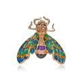 Detalle macro de broche de insecto con alas esmaltadas de colores y pedrería - Abeja de esmalte de colores (BC18Y0001)