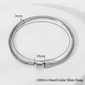 3mm silver steel snake chain bracelet with cylindrical clasp and 19cm total length - Steel Color Waist Clasp