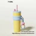 710ml insulated stainless steel tumbler in blue and yellow with cloud charm accessory - Yellow With Pendant