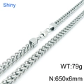 Silver stainless steel Franco chain necklace, 650x6mm size with 79g weight and lobster clasp - Silver 650x6mm (KN115441-K)