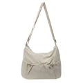 Minimalist cream nylon crossbody bag with stylish drawstring detail and zip closure - Off White