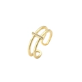 Offener verstellbarer Ring mit Doppelband aus 18K vergoldetem Kupfer und Zirkon - Gold Doppelring Horizontal Zirkonia (CR0072CX)