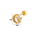 Golden crescent moon and flower cartilage stud earring with clear zircon inlay - 7# Gold
