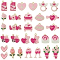 22er-Set Emaille-Anhänger Herz Blumen für DIY-Schmuckherstellung Halsketten Armbänder - Gemischte 30 Rosa-Serie (SN1658)