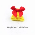 Detail of 5cm plush Christmas bell accessory with a red satin bow and orange stitching - Bell (Open Back)