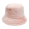 Cappello a secchiello in finta pelliccia di coniglio rosa con morbida texture - M (56-58cm) / Rosa