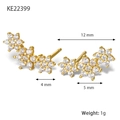 S925 sterling silver triple flower stud earrings with zircons and gold plating - 925 Silver / Gold White