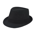 Primer plano de sombrero de fieltro gris oscuro con cinta de satén negro ancha - Niños 54 / Gris a Cuadros