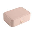 Pink minimalist faux leather jewelry travel box with a golden metallic round buckle - Pink