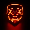 Halloween LED glowing mask with orange neon wire stitches and X-shaped eyes for parties - Adult / Red