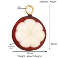 Acrylic mangosteen pendant charm 17x13mm with gold ring for DIY jewelry making - Red-White Mangosteen