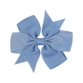 Handmade dusty blue ribbed grosgrain ribbon bow hair clip for babies and children - Grey Blue