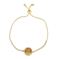 Bracciale regolabile in oro 18 carati con ciondolo albero della vita e zirconi colorati - Albero della Vita / Oro/Multicolore