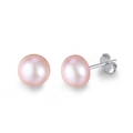 Minimalist S925 sterling silver stud earrings with light pink and purple pearls - Platinum Light Pink Pearl