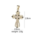 Gold-plated cross pendant with clear and black zircons, 2.8cm height and 2.0cm width - Black and Clear Zirconia Decorative Cross (D1002JBH) / Pendant Only (No Chain)