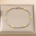 Detail of two-tone stainless steel box chain bracelet with gold cylinder accents - Silver Box Chain with Gold Cylinder Style (KB181370-Z) / 200*3mm