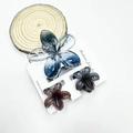 Three gradient blue and purple plumeria flower hair claws in varying sizes on white background - Transparent Gradient Black Set (with Cards)