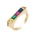 Verstellbarer Goldring mit bunten quadratischen Zirkonia in geometrischem Design - Einstellbar Offen / Bunt