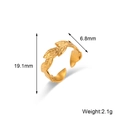 Bague en acier inoxydable plaqué or 18K design feuille avec dimensions - Bague Ouverte Motif Feuille (R4721-Or)
