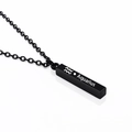 Macro detail of black stainless steel cylinder pendant with Aquarius zodiac engraving - Black Aquarius