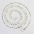 Elegante cintura a catena di perle argentate con chiusura a moschettone e ciondolo - Argento