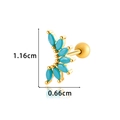 Piercing doré incurvé avec pierres marquises turquoise et dimensions indiquées - Or Bleu