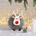 Gray felt reindeer desktop ornament with wooden antlers for Christmas home decoration - Reindeer/Sheep Hanging Ornament / Blue