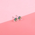 Chic S925 silver stud earrings with gradient colorful faceted crystal balls for women - 6mm / 6mm Aurora White Crystal Studs