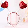 Sparkly red sequin heart headband with spring mounts for festive party celebrations - Stitched Sequin Heart (Hand Sewn)