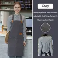 Waterproof grey canvas apron with adjustable leather buckle and dual pockets for commercial use - A22 Style/Halter Neck / Gray