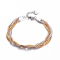 Pulsera de cadena trenzada tricolor de acero inoxidable en oro, plata y oro rosa - Dorado Plata Oro Rosa