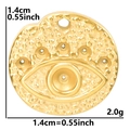 Vue macro de breloque œil porte-bonheur 1,4cm plaqué or 18k pour la création bijoux - Doré