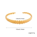 18k gold plated stainless steel twisted cuff bracelet with engraved leaf pattern - Gold Twisted Design
