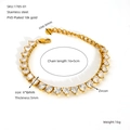 Bracelet tennis en acier inoxydable doré 18k avec zircon en cœur et chaîne réglable - Style Zircone Coeur Blanc (ZH1785-01)