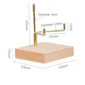 Black walnut wood base mineral display stand with brass hooks 65x65x15mm dimensions - Beech Three-Prong Large