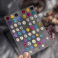 Macro detail of to 567 3D embossed emoji nail art stickers with colorful smiley faces - Emoji Expression Embossed (to567)