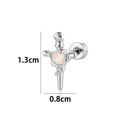Orecchini a spada con cuore di opale in acciaio al titanio, misure 1,3 cm per 0,8 cm - Opale