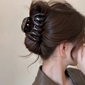 Pinza per capelli in acrilico a strisce marroni per un’acconciatura elegante su modella - Stile Lucido Semplice (1# Molletta - Nero) / Caffè scuro