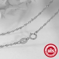 Detailed close-up of S925 sterling silver water wave chain with spring clasp and Italy stamp - White Gold Water Wave Chain