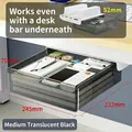 Transparent black under-desk drawer storage box in medium size, 245x232x70mm - Transparent Black / 52mm Riser / Medium