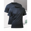 Men's quick-dry navy sports t-shirt 2-pack featuring raglan sleeves and reflective strips - S / Black