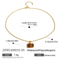 Dimensiones detalladas del collar de acero dorado con colgante ojo de tigre marrón - Estilo Ojo de Tigre Marrón (JDNW2408019-BN)