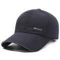 Donkergrijze sneldrogende mesh baseballpet met reflecterend sportlogo voor buitenbescherming - Verstelbaar / Marineblauw