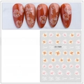 Detail of ultra-thin waterproof nail stickers with orange flowers and Sweet typography - Orange Flower (JO-1949)