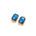 Blue rectangular faceted crystal pendant with gold plating and metallic connector - 12x18mm / Indigo Rounded Rectangle Gemstone