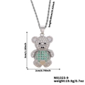 Silver teddy bear necklace with white and green stones and a 60cm twist chain - Silver Bear/Green White Zirconia