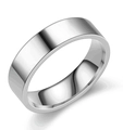 Close-up of high-polished silver titanium steel ring with minimalist flat band design - Silver-6mm Flat Panel / Size 6