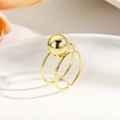 Anello a doppio strato minimalista placcato oro 18 carati con una sfera cava - Stile Sfera Singola a Doppio Strato Oro (ZYN-DMR169G)